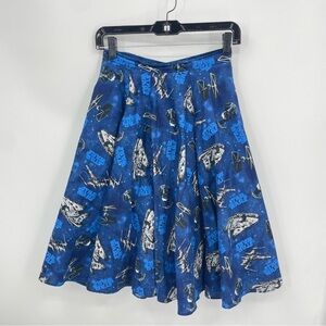 Audrey K Star Wars Galactic ships Circle Skirt Sz Small (with pockets) RARE blue